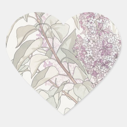Botanical Lilac Herz-Aufkleber (Vorderseite)