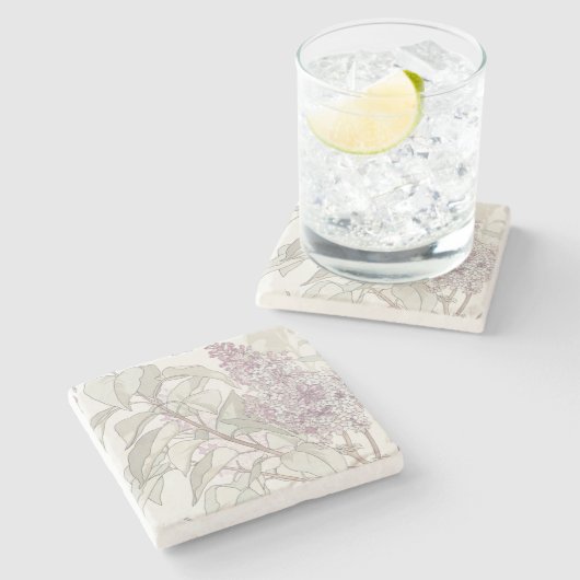 Botanical Lilac Steinuntersetzer (Seitenansicht)