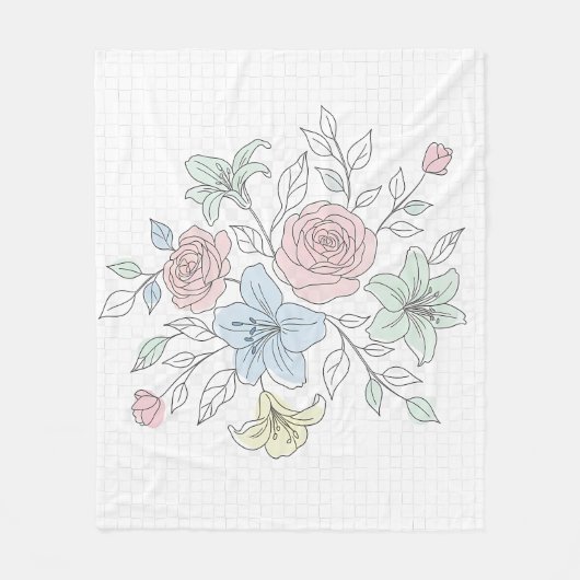 Botanical Line Art Garden Fleecedecke (Vorderseite)