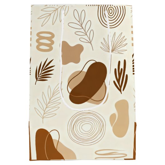 Botanical Line Art Paper Bag Mittlere Geschenktüte (Rückseite)