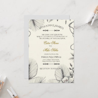 Botanical line art Wedding Invitation  Einladung