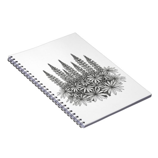 Botanical Lupine Flower Spiral Notebook Notizblock (Rechte Seite)