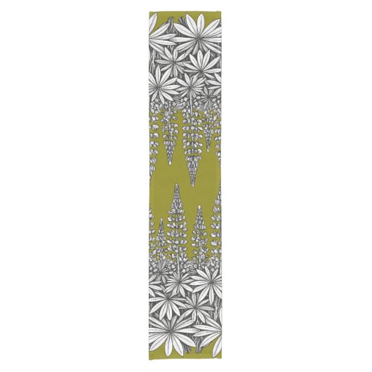 Botanical Lupine Mustard Yellow Table Runner Kurzer Tischläufer (Vorderseite)