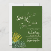 Botanical Mahonia Shrub Green Wedding Einladung