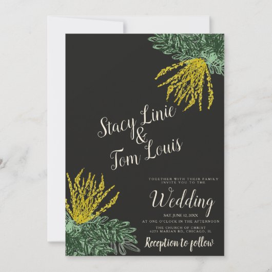 Botanical Mahonia Shrub Wedding Einladung (Vorderseite)