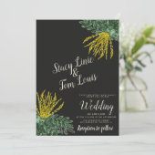 Botanical Mahonia Shrub Wedding Einladung (Stehend Vorderseite)
