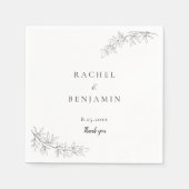 Botanical Minimalist Wedding Thank you Black White Serviette (Vorderseite)