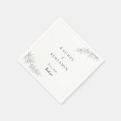 Botanical Minimalist Wedding Thank you Black White Serviette (Ecke)