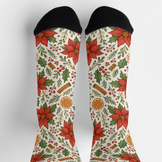 Botanical Mistletoe Classic Floral Art Pattern Socken (Oben)