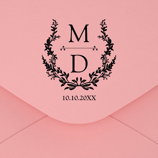 botanical modern initials monogram wedding gummistempel