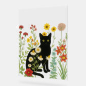 Botanical Nature – Black Cat in Wildflower Garden Acrylschild (Winkel)