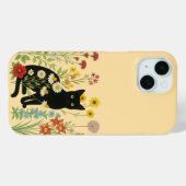 Botanical Nature – Black Cat in Wildflower Garden Case-Mate iPhone Hülle (Rückseite (Horizontal))
