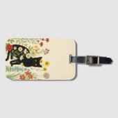 Botanical Nature – Black Cat in Wildflower Garden Gepäckanhänger (Vorderseite (Horizontal))