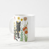 Botanical Nature – Black Cat in Wildflower Garden Kaffeetasse (Vorderseite Links)