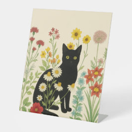 Botanical Nature – Black Cat in Wildflower Garden Sockelschild