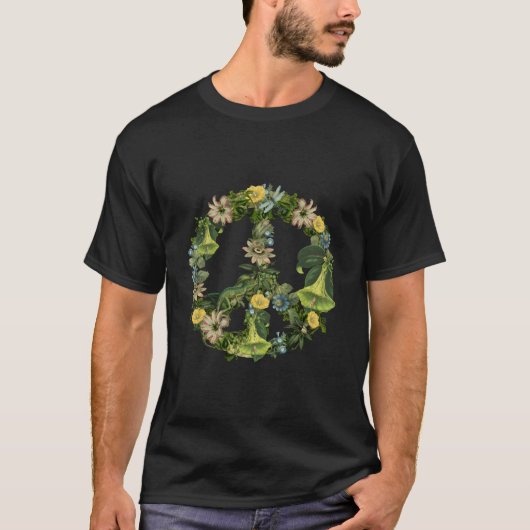 Botanical Nature Illustration Peace Sign T-Shirt (Vorderseite)