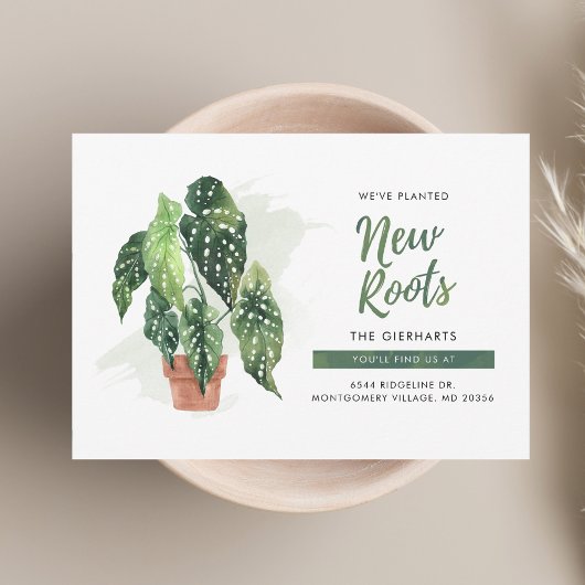 Botanical New Roots Boho Moving Announctions Card Mitteilungskarte