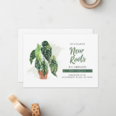 Botanical New Roots Boho Moving Announctions Card Mitteilungskarte (Vorderseite/Rückseite Beispiel)