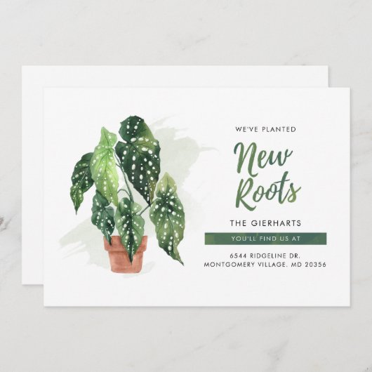 Botanical New Roots Boho Moving Announctions Card Mitteilungskarte (Vorne/Hinten)