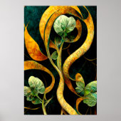 Botanical Orchid Greens & Golds Poster (Vorne)