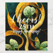 Botanical Orchid Greens & Golds Weinetikett (Einzelnes Label)