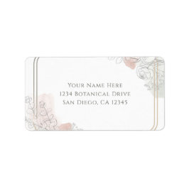 Botanical Outline Sage & Blush Floral Wedding  Adressaufkleber