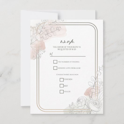 Botanical Outline Sage & Blush Floral Wedding  Einladung (Vorderseite)