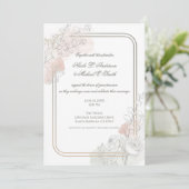 Botanical Outline Sage & Blush Floral Wedding  Einladung (Stehend Vorderseite)
