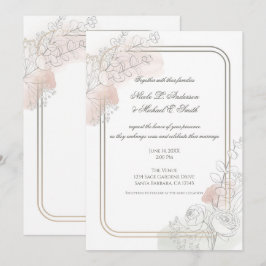 Botanical Outline Sage & Blush Floral Wedding  Einladung
