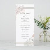 Botanical Outline Sage & Blush Floral Wedding  Menükarte (Stehend Vorderseite)