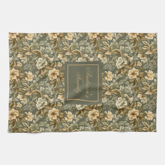 Botanical Pastel Look Personalized Modern Towel Geschirrtuch (Horizontal)