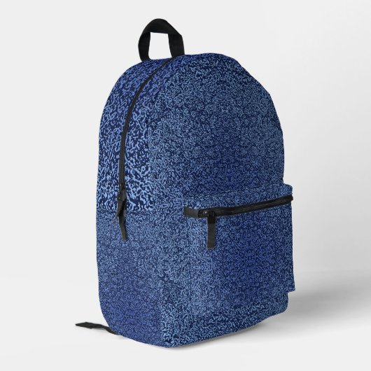 Botanical Pattern in Blue 2 Bedruckter Rucksack (Rückseitige Ecke links)