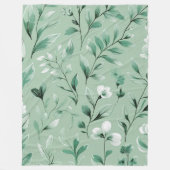 Botanical pattern in subtle greens Fleecedecke (Vorderseite)