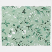 Botanical pattern in subtle greens Fleecedecke (Vorderseite (Horizontal))