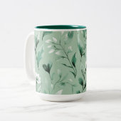  Botanical pattern  in subtle  greens  Zweifarbige Tasse (Vorderseite Links)