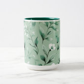  Botanical pattern  in subtle  greens  Zweifarbige Tasse (Mittel)