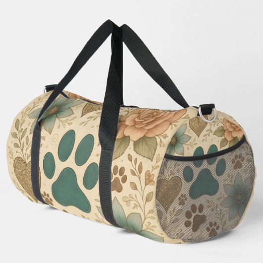 Botanical Paw Print Travel Kit Duffle Bag (Rechte Ecke)