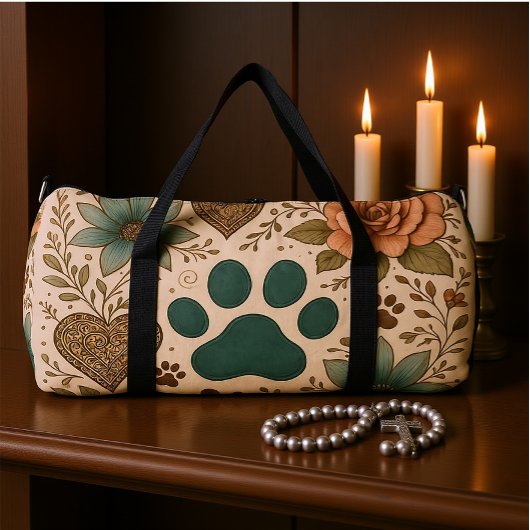 Botanical Paw Print Travel Kit Duffle Bag