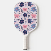 Botanical Pink And Blue Flowers Nature Print Pickleball Schläger (Rückseite)