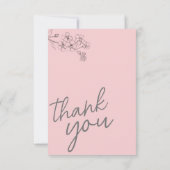 Botanical Pink Hello Baby Dusche Vielen Dank Dankeskarte (Rückseite)