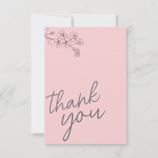 Botanical Pink Hello Baby Dusche Vielen Dank Dankeskarte (Rückseite)