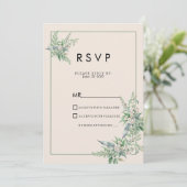 Botanical pink mint ivory floral RSVP Einladung (Stehend Vorderseite)