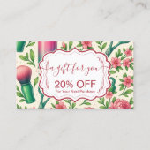 Botanical Pink Stylist Beauty Business Rabattkarte (Vorderseite)