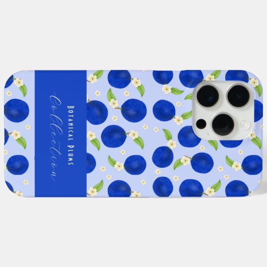 Botanical Plums Collection Blue Case-Mate iPhone Hülle (Rückseite (Horizontal))