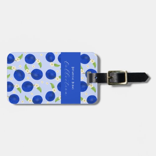 Botanical Plums Collection Blue Gepäckanhänger (Vorderseite horizontal)