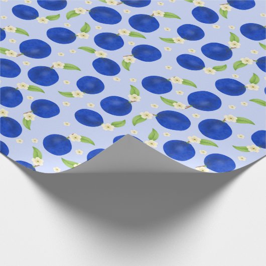Botanical Plums Collection Blue Geschenkpapier (Ecke)