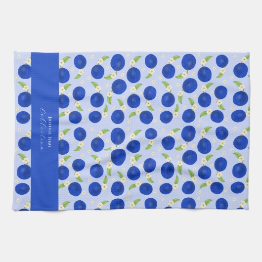 Botanical Plums Collection Blue Geschirrtuch (Horizontal)