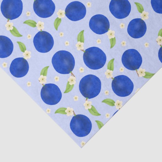 Botanical Plums Collection Blue Seidenpapier (Detail)