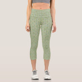 Botanical Pop - Olive Capri Leggings (Vorderseite)