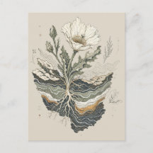 Botanical Poppy Flower Cottagecore Art
